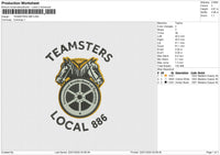 TEAMSTERS 886 Embroidery File 6 sizes
