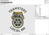 TEAMSTERS 886 Embroidery File 6 sizes