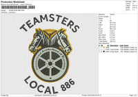 TEAMSTERS 886 Embroidery File 6 sizes
