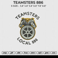 TEAMSTERS 886 Embroidery File 6 sizes