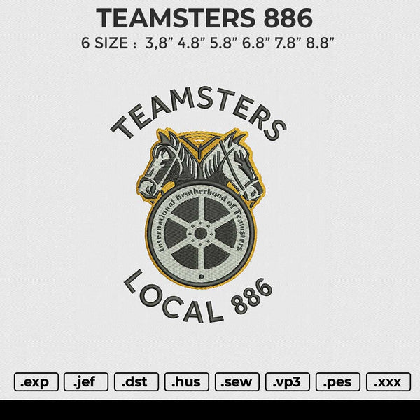 TEAMSTERS 886 Embroidery File 6 sizes