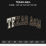 TEXAS A&m Embroidery File 6 size