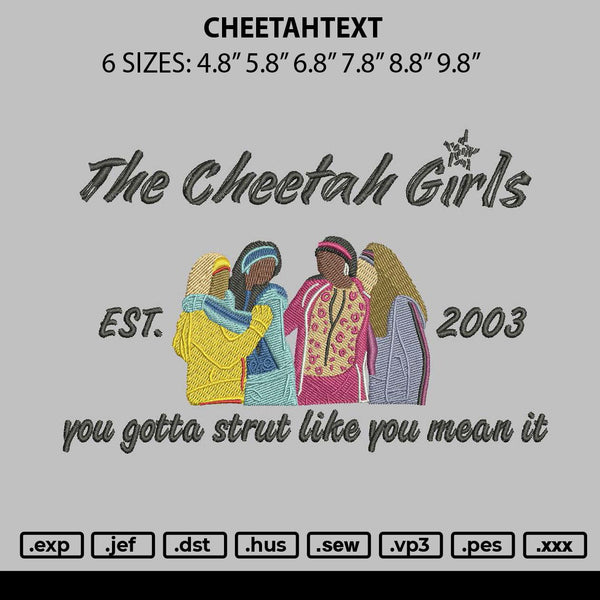 Cheetatext Embroidery File 6 sizes