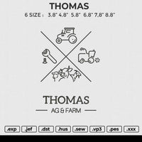 THOMAS Embroidery File 6 size