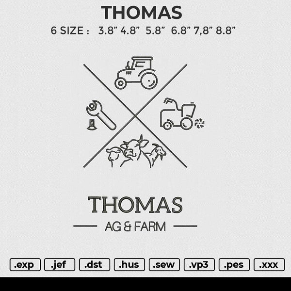 THOMAS Embroidery File 6 size