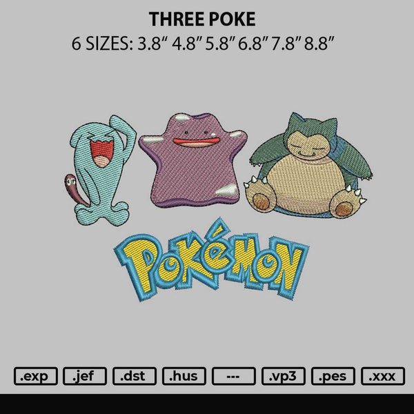 Three Poke Embroidery File 6 sizes