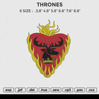 THRONES Embroidery File 6 size