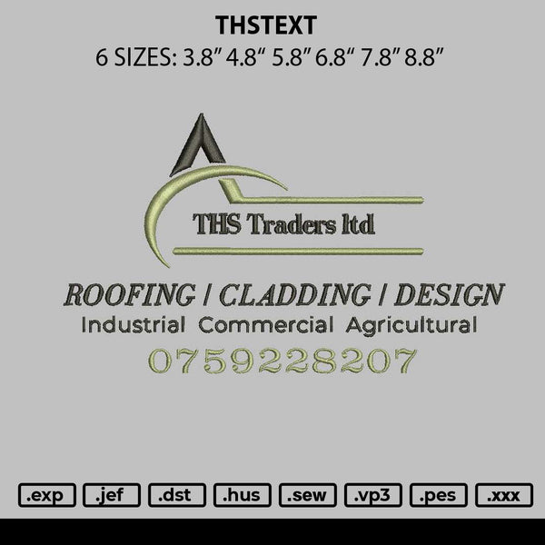 Thstext Embroidery File 6 sizes