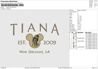 TIANA 291224 Embroidery File 6 size