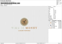 TIME IS MONEY Embroidery File 6 size