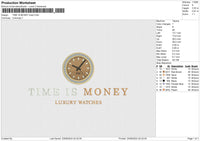 TIME IS MONEY Embroidery File 6 size