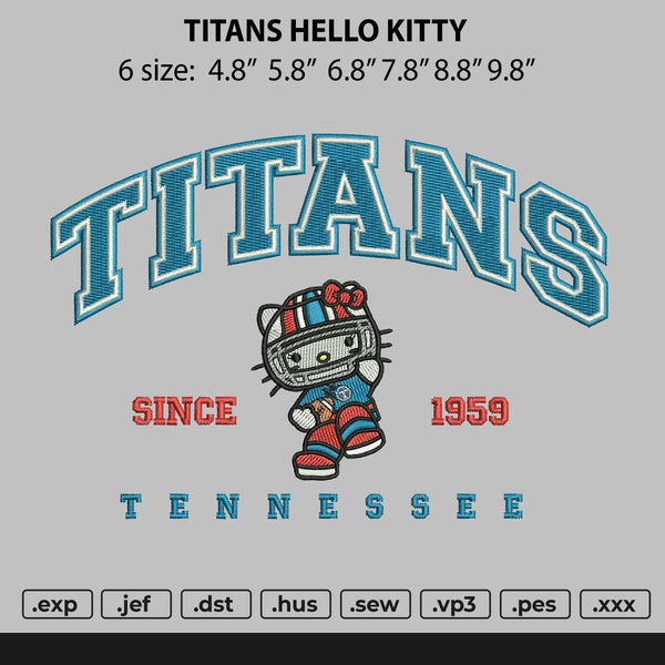 TITANS HELLO KITTY Embroidery File 6 sizes