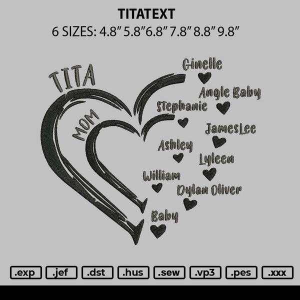 Titatext Embroidery File 6 sizes