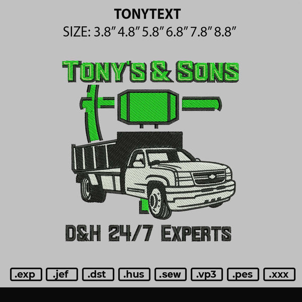 Tonytext Embroidery File 6 sizes