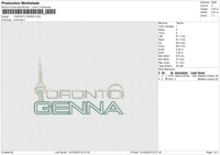 TORONTO GENNA Embroidery File 6 size