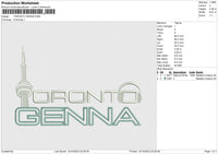 TORONTO GENNA Embroidery File 6 size