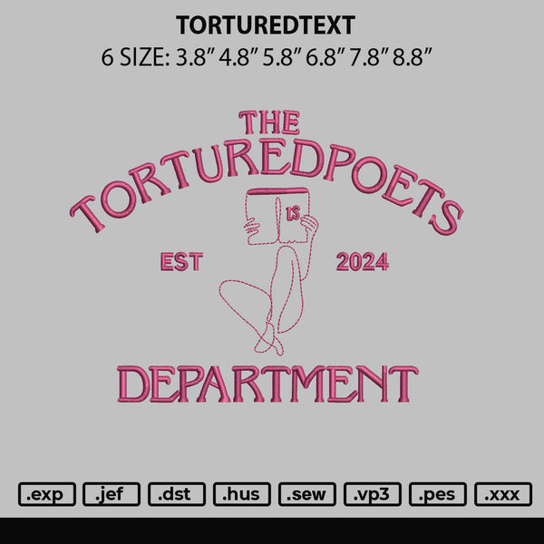 Torturedtext Embroidery File 6 sizes