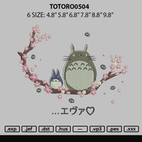 Totoro0504 Embroidery File 6 sizes