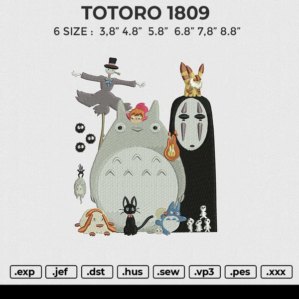 TOTORO 1809 Embroidery File 6 size