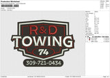 TOWING Embroidery File 6 size