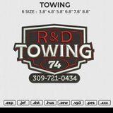 TOWING Embroidery File 6 size