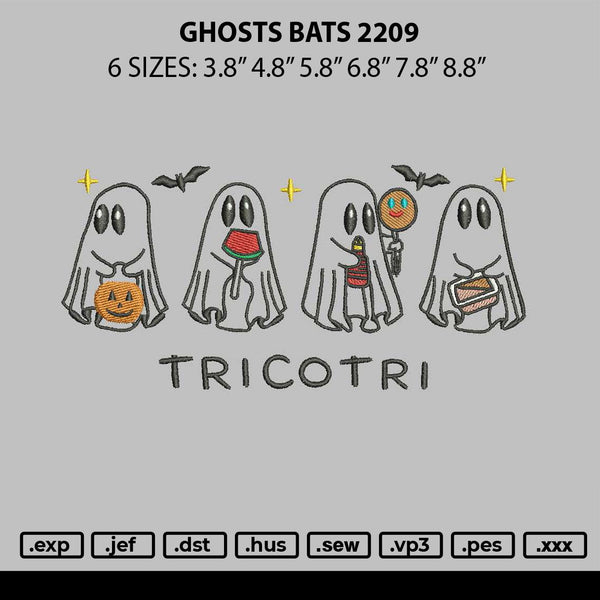 Ghosts Bats 2209 Embroidery File 6 sizes