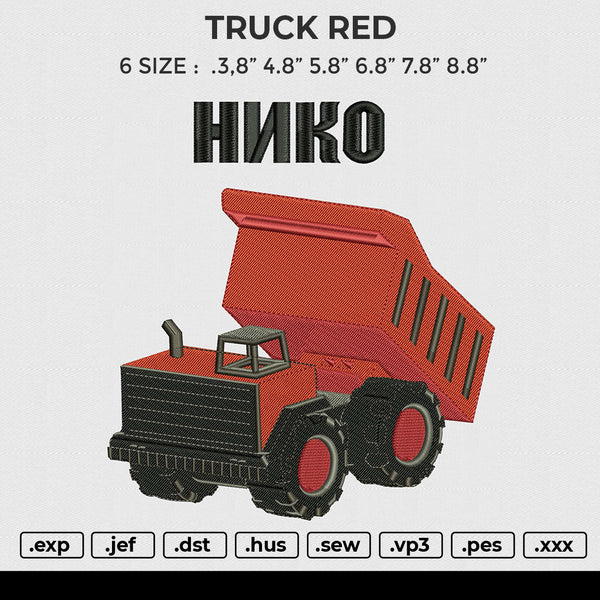 TRUCK RED Embroidery File 6 size