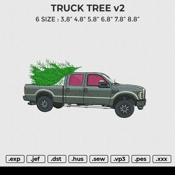 TRUCK TREE v2 Embroidery File 6 sizes