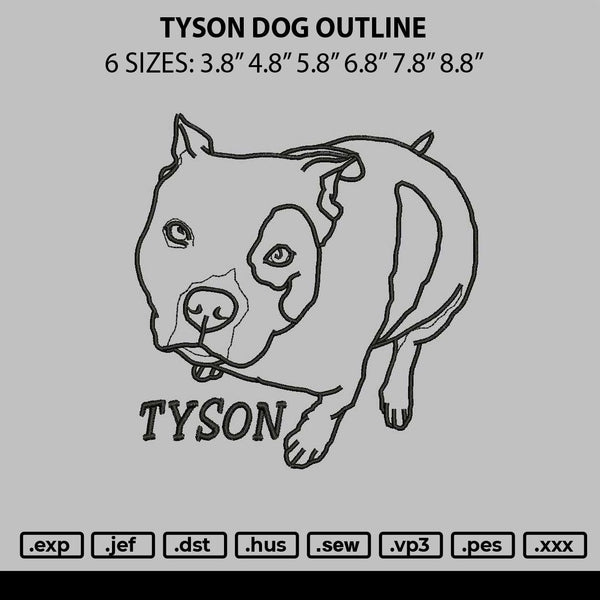 Tyson Dog Outline Embroidery File 6 sizes