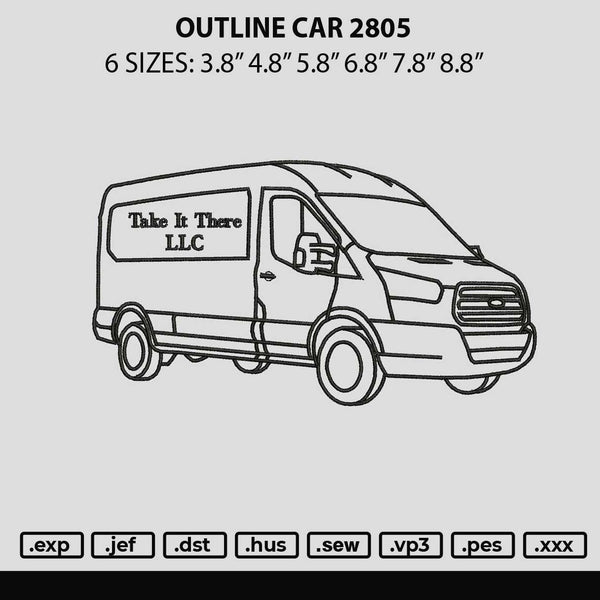 Outline Car 2708 Embroidery File 6 sizes