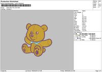 Yellow Bear Embroidery File 6 sizes