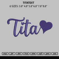 Titatext Embroidery File 6 sizes