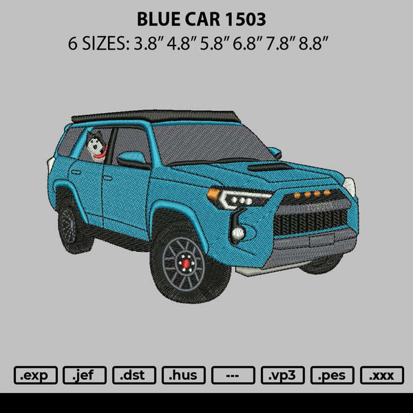 Blue Car Embroidery File 6 sizes