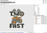 Two Fast motorcycle Embroidery File 6 size
