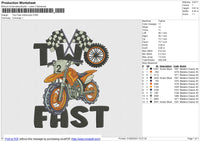 Two Fast motorcycle Embroidery File 6 size