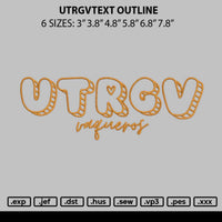 Urtgvtext Outline Embroider File 6 sizes