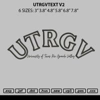 Urtgvtext V2 Embroidery File 6 sizes