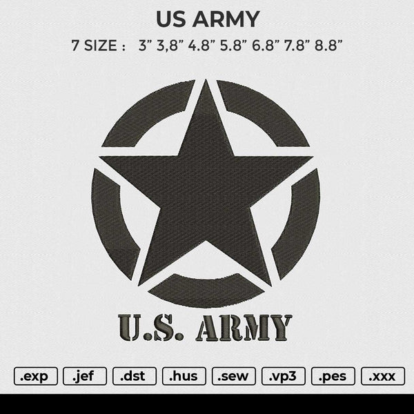 US ARMY Embroidery File 6 size