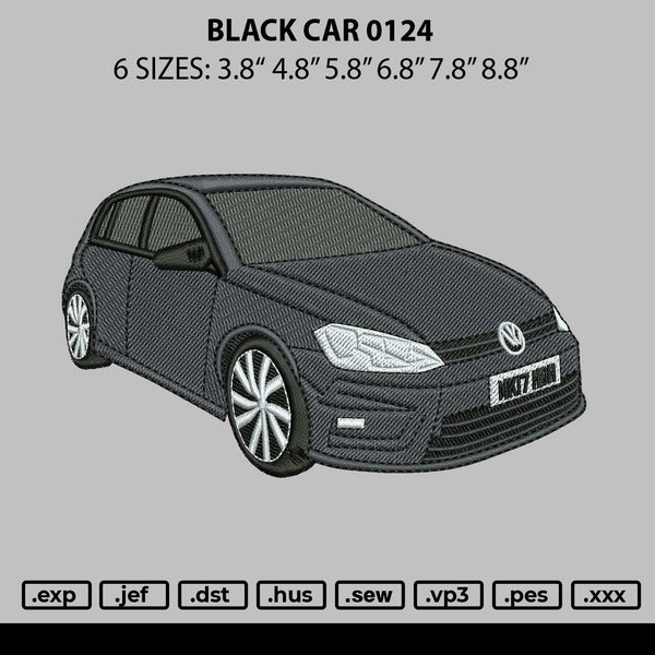 Black Car 0124 Embroidery File 6 sizes