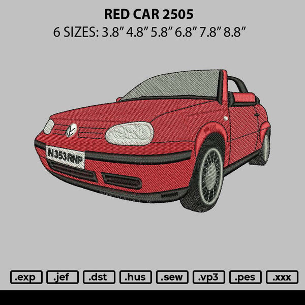 Red Car 2505 Embroidery File 6 sizes