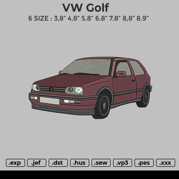 VW Golf Embroidery File 6 size