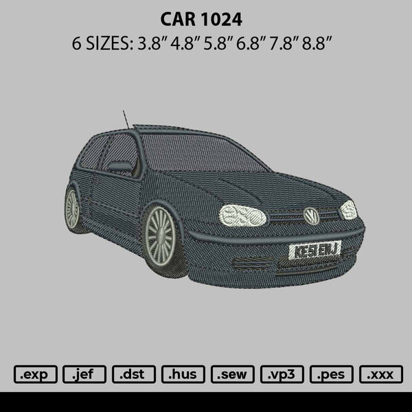 Car 1024 Embroidery File 6 sizes