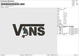 Vans Black Dragon Embroidery File 6 size