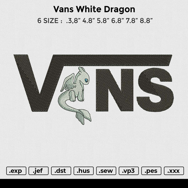 Vans white dragon Embroidery File 6 size