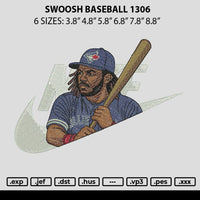 Swoosh Baseball 1306 Embroidery File 6 sizes