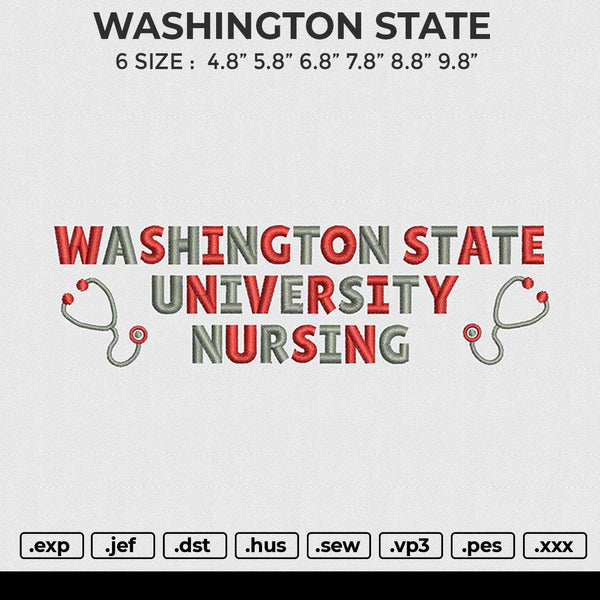 WASHINGTON STATE Embroidery File 6 size