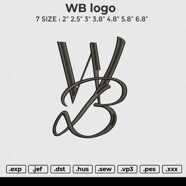 WB logo Embroidery File 6 size