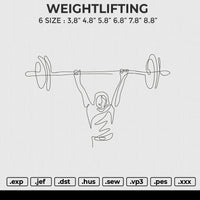 WEIGHTLIFTING Embroidery File 6 size