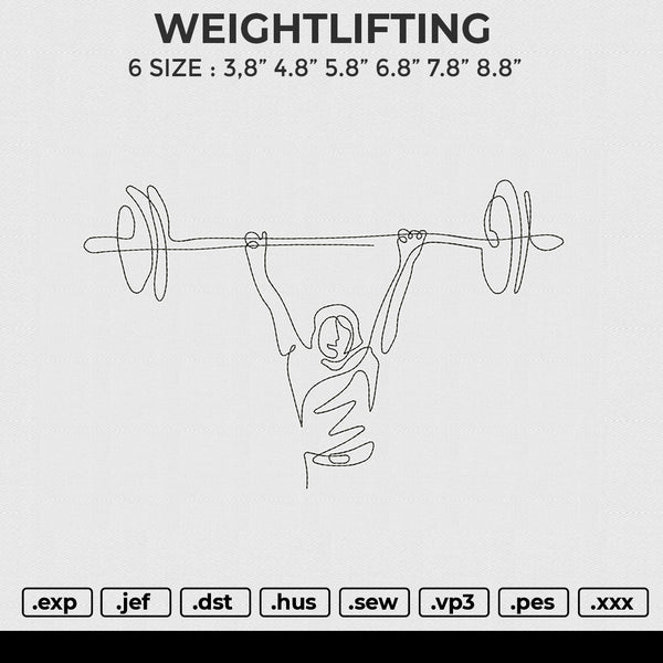 WEIGHTLIFTING Embroidery File 6 size
