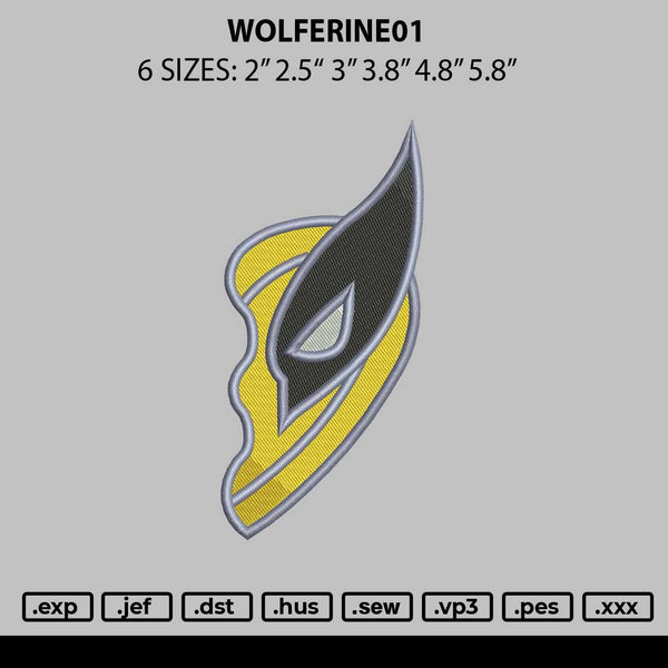 Wolferine01 Embroidery File 6 sizes